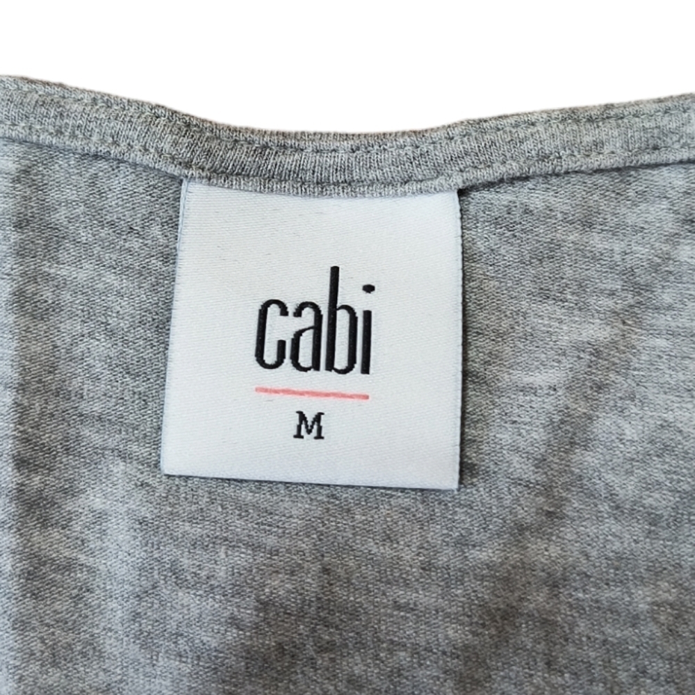 ❄️Cabi #3815 Lacey Tee Shirt Top Size M Sleeveless Gray Black Lace Cotton - Picture 7 of 7